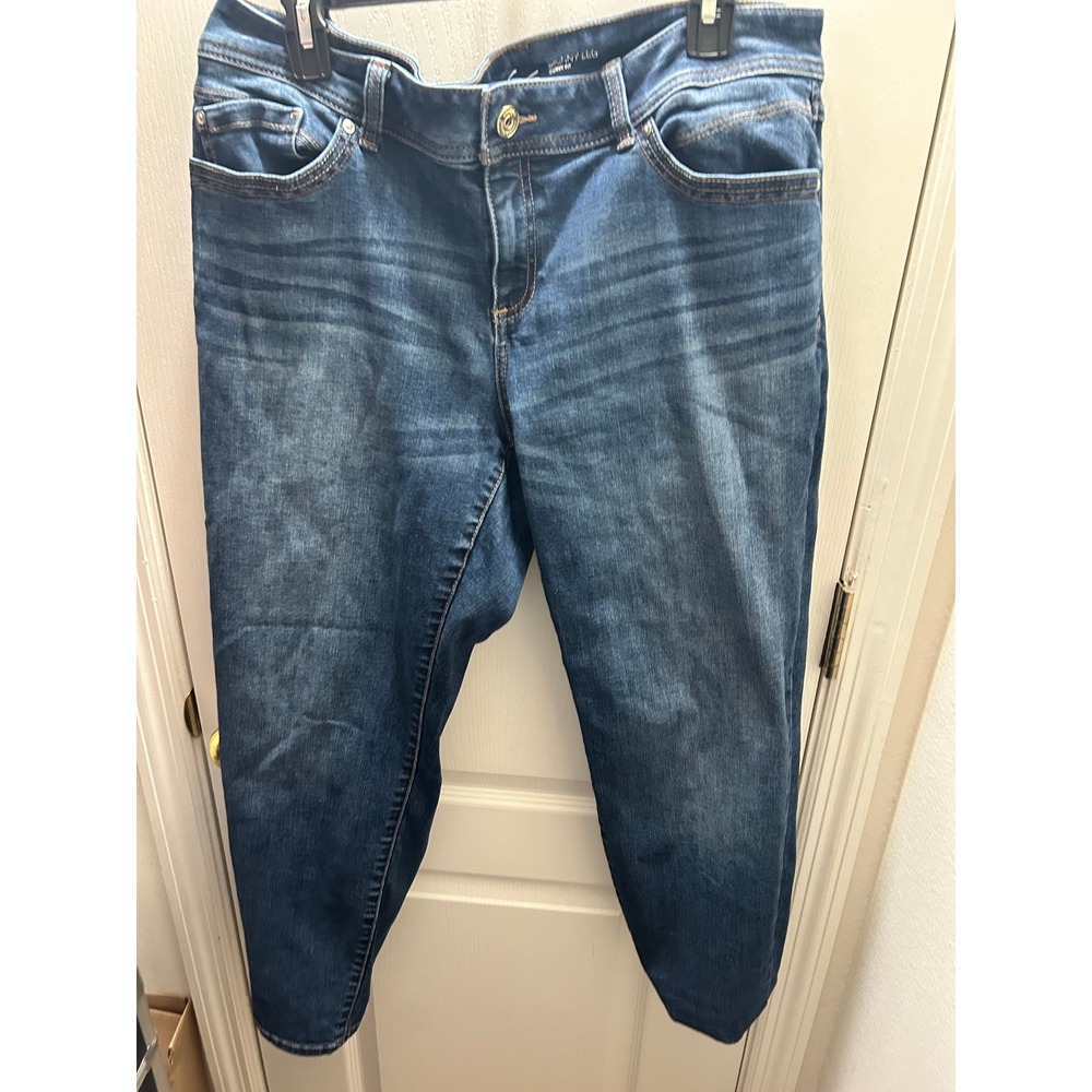 INC Curvy Fit Skinny Leg Jeans Women's 16 Short Petite Dark Wash Stretch
